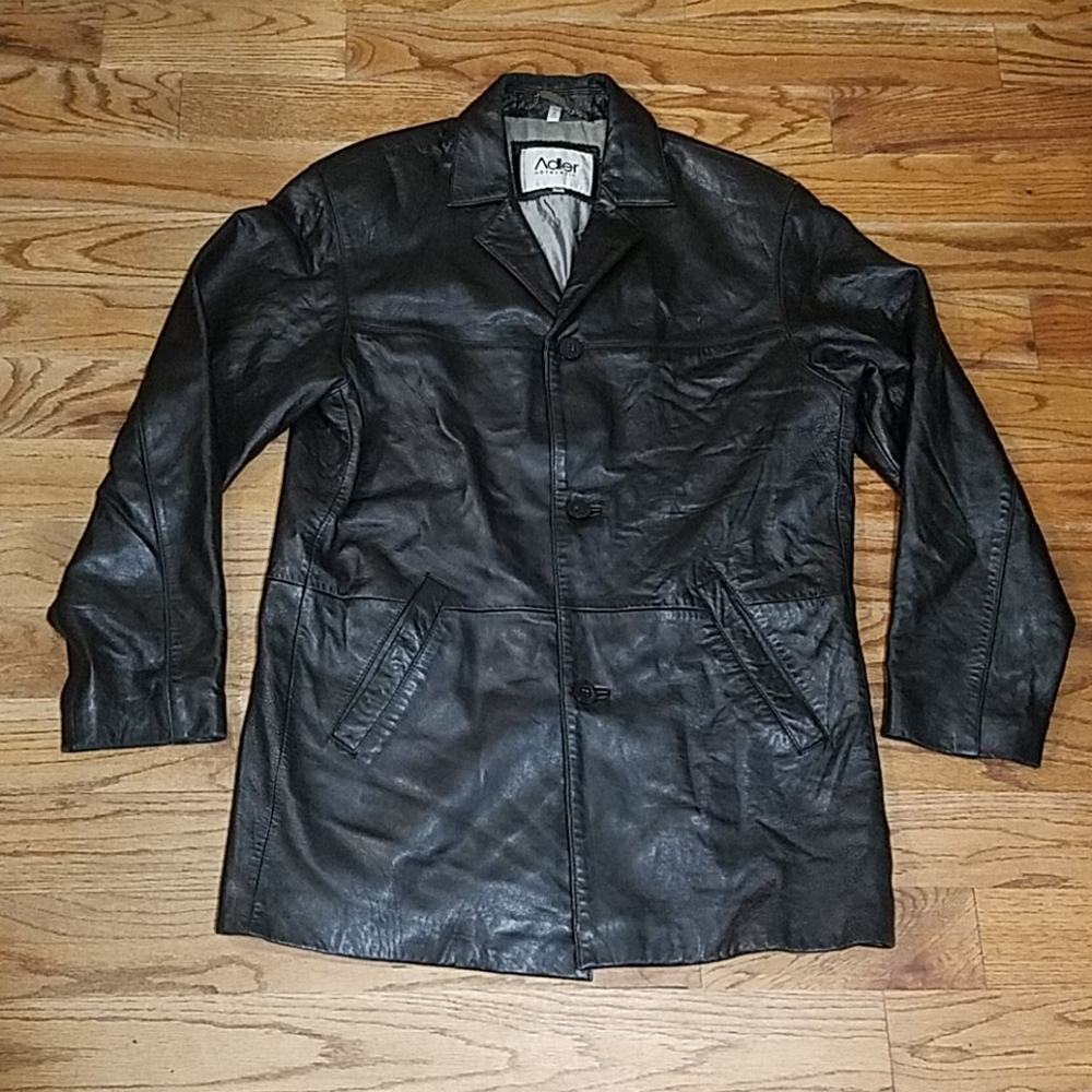 Adler Genuine Soft Leather Black Coat Button M